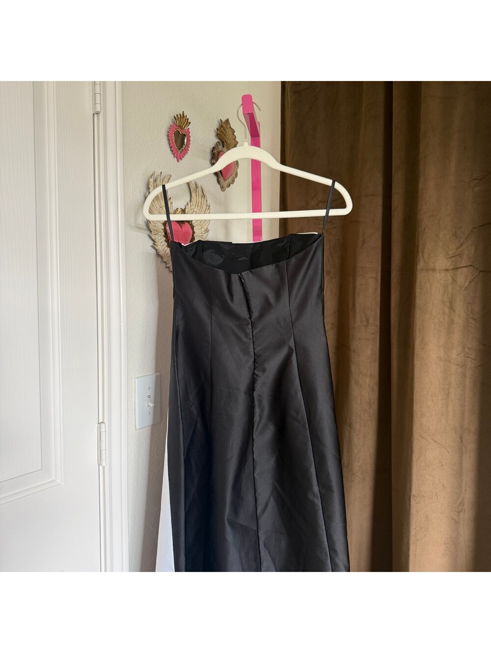 Vintage Cache Gold Label Black and White Colorblock Gown Strapless Y2K Sz 6 - Picture 4 of 9